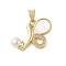 Brass Micro Pave Clear Cubic Zirconia Pendants, Cadmium Free & Lead Free, with Shell, ABS Imitation Pearl, Butterfly, Real 18K Gold Plated, 14.5x19.5x4.5mm, Hole: 4.5x3.5mm