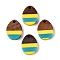 Epoxy Resin & Walnut Wood Pendants, Geometric Charms, Teardrop, 17x13x3.5mm, Hole: 1.8mm