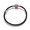 Braided 304 Stainless Steel Wire European Style Bracelets Making, with Silicone Beads and Brass Clasps, Long-Lasting Plated, Black, 7-1/4 inch(18.3cm), 2.3mm