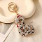 Zinc Alloy Keychain, with Rhinestone, Snake, Crystal, Pendant: 70x50mm