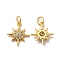 Rack Plating Eco-Friendly Brass Micro Pave Cubic Zirconia Pendants, with Jump Ring, Long-Lasting Plated, Lead Free & Cadmium Free, Sparkling Star Charm, Real 18K Gold Plated, 15.5x13.5x3mm, Hole: 3.5mm
