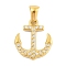 Ion Plating(IP) 304 Stainless Steel Micro Pave Cubic Zirconia Pendants, Anchor Charm, Golden, 18x16x2.5mm, Hole: 3x6mm