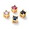 Brass inlaid Cubic Zirconia Slide Charms, Real 18K Gold Plated, Flat Round, Mixed Color, 4.5x4.5x5mm, Hole: 1x1.5mm