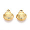 304 Stainless Steel Charms, Shell Shape Charm, Ion Plating(IP), Real 18K Gold Plated, 9x8x2.5mm, Hole: 1.2mm