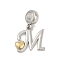 Brass European Dangle Charms, Heart Letter Large Hole Pendants, Platinum & Golden, Letter M, 25.5~30.5mm, Hole: 6mm