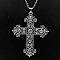 Alloy Crystal Rhinestone Pendant Necklaces, Platinum, Cross