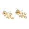 Brass Stud Earring Findings, Cadmium Free & Nickel Free & Lead Free, with Vertical Loops, Flower, Real 18K Gold Plated, 20x11.5mm, Hole: 1.2mm