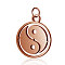 304 Stainless Steel Charms, Flat Round with Tai Ji, Rose Gold, 14x12x1mm, Hole: 2.5mm