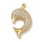 Rack Plating Brass Micro Pave Cubic Zirconia Pendants, Long-Lasting Plated, Lead Free & Cadmium Free, Dolphin Charms, Real 18K Gold Plated, 25x14x4.5mm, Hole: 1.2mm