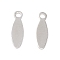 Brass Pendants, Cadmium Free & Lead Free, Oval Charm, 925 Sterling Silver Plated, 10x3x0.5mm, Hole: 1mm