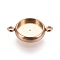 Ion Plating(IP) 304 Stainless Steel Links Connectors Settings, Plain Edge Bezel Cups, Flat Round, Rose Gold, Tray: 10mm, 18x12.5x3mm, Hole: 1.8mm