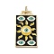 Brass Micro Pave Cubic Zirconia Pendant with Enamel, Cadmium Free & Nickel Free & Lead Free, Rectangle, Black, 45.5x25.5x2.5mm, Hole: 4.5mm