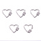 Brass Micro Pave Clear Cubic Zirconia Screw Carabiner Lock Charms, for Necklaces Making, Quick Links, Heart, Platinum, 17.5~18x20x5.5mm, Screw: 5x5.5mm