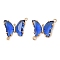 Brass Pave Faceted Glass Connector Charms, Cadmium Free & Nickel Free & Lead Free, Golden Tone Butterfly Links, Blue, 20x22x5mm, Hole: 1.2mm