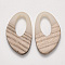 Transparent Resin & Wood Pendants, Waxed, Linen, 39x23x3~4mm, Hole: 20x10mm
