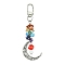 Moon Alloy Pendant Decoraiton, with Gemstone Chip Beads and Mushroom Handmade Lampwork Beads, Alloy Swivel Clasps, Chakra, Red, 103mm