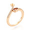 Teardrop Brass Micro Pave Cubic Zirconia Cup Peg Ring Settings, Adjustable Ring Settings for Half Drilled Beads, Cadmium Free & Nickel Free & Lead Free, Real 18K Gold Plated, Pin: 0.9mm, 9~11.2mm, Inner Diameter: 15.2~16.8mm