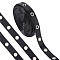PandaHall 9 Yards Eyelet Tape Black Grommet Trim 0.8” Wide Imitation Leather Grommet Tape Grommet Brass Eyelet Twill Trim for Sewing Garment Corset Shirt Dress Skirt Jacket, Black/Silver