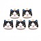 Printed Alloy Pendants, Cadmium Free & Nickel Free & Lead Free, Light Gold, Cat Head, Dodger Blue, 17x17.5x1.5mm, Hole: 2mm