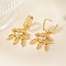 Fashionable Brass Clear Cubic Zirconia Eye Hoop Earrings, Golden, 39x21mm