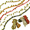5 Bundles 5 Colors Wax Cotton Knitted Cord with Leaf Trimming, Imitation Rattan, for Gift Wrapping, Party Decoration, Mixed Color, 20x5mm, about 10m/bundle, 1 color/bundle