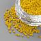 Opaque Glass Bugle Beads, Gold, 1~2x1.5~2mm, Hole: 0.5mm, about 100g/bag, about 5000pcs/bag