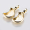 Brass Pendant Cabochon Settings, Plain Edge Bezel Cups, Moon, Golden, 17x10.5x3mm, Hole: 2mm, Tray: 12x6mm