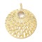 Brass Micro Pave Cubic Zirconia Pendants, Flat Round, Lead Free & Cadmium Free, Long-Lasting Plated, Real 18K Gold Plated, 43x35.5x4.5mm, Hole: 6x2.7mm