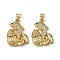 Brass Micro Pave Cubic Zirconia Pendants, Long-Lasting Plated, Cadmium Free & Lead Free, Rack Plating, Real 18K Gold Plated, Dolphin, 21.5x16x3mm, Hole: 3.5x4.5mm