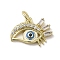 Brass Micro Pave Cubic Zirconia Pendants, Cadmium Free & Nickel Free & Lead Free, with Glass and Enamel, with Jump Ring, Real 18K Gold Plated, Eye, Clear, 12.5x16.5x2.5mm, Hole: 3mm
