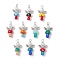 Handmade Lampwork Beads with Glass Pearl Round Bead Pendants, Mushroom & Angel, with Tibetan Style Alloy Findings and Iron Flat Head Pins, Mixed Color, 36~37x20x12~13mm, Hole: 3mm