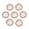 Glass Pendants, Wire Wrapped Pendants, with Real 18K Gold Plated Brass Wires and Linking Rings, Nickel Free, Star, Pink, 26.5x24x3mm, Hole: 2.5mm