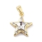 Brass Micro Pave Cubic Zirconia Pendants, Cadmium Free & Nickel Free & Lead Free, with Glass, Star Charms, Real 18K Gold Plated, 17.5x15.5x6mm, Hole: 5x3mm