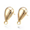 Brass Stud Earring Findings, with Loop, Teardrop, Nickel Free, Real 18K Gold Plated, 17x8.5mm, Hole: 1.8mm, Pin: 0.8mm