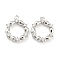 Brass Micro Pave Cubic Zirconia Pendants, Cadmium Free & Nickel Free & Lead Free, Ring, Real Platinum Plated, 15x13x3mm, Hole: 1.2mm