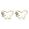 Brass Micro Pave Cubic Zirconia Screw Carabiner Lock Charms, for Necklaces Making, Butterfly, Nickel Free, Real 18K Gold Plated, Light Sky Blue, 17.5x23x2mm, Screw: 5x5.5mm