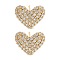 Rack Plating Heart Brass Stud Earrings, with Clear Cubic Zirconia, Cadmium Free & Lead Free, Long-Lasting Plated, Real 18K Gold Plated, 9.5x12.5mm