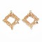 Brass Micro Pave Clear Cubic Zirconia Connector Charms, Nickel Free, Rhombus, Real 18K Gold Plated, 31x26.5x2mm, Hole: 1.4mm