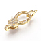 Brass Micro Pave Cubic Zirconia Lobster Claw Clasps, Cadmium Free & Lead Free, Golden, 25.5x13x5.5mm, Hole: 2mm