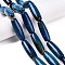 Natural Agate Dyed Beads Strands, Rice, Marine Blue, 39.5~41x11~15mm, Hole: 3mm, about 10pcs/strand, 15.35~16''(39~40cm)
