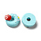 Opaque Resin Imitation Food Decoden Cabochons, Donut, Pale Turquoise, 19~20x8~10.5mm