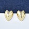 Brass Micro Pave Clear Cubic Zirconia Stud Earrings for Women, Heart, Real 16K Gold Plated, 19x15.5mm