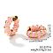 Brass Striped Enamel Bamboo Hoop Earrings, Vintage Fashion Accessory, Golden, Pink, 16x5mm