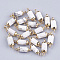 Electroplate Natural Howlite Links connectors, with Iron Findings, Column, Golden, 20~21x5~6x5~6mm, Hole: 1.8mm
