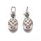 Brass Micro Pave Cubic Zirconia Charms, with Jump Rings, Pineapple, PeachPuff, Platinum, 12x6x2.5mm, Hole: 3mm