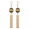 Glass Seed Beads & Brass Tassel Dangle Earrings, with 304 Stainless Steel Earring Hooks, Round, Golden, 94x16mm