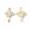 Brass Pave Clear Cubic Zirconia Connector Charms, Rhombus Links, Light Gold, 18.5x14x4mm, Hole: 1.2mm