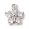 Eco-Friendly Rack Plating Brass Micro Pave Cubic Zirconia Charms, Long-Lasting Plated, Lead Free & Cadmium Free, Flower, Real Platinum Plated, 11x9x3.5mm, Hole: 1.2mm
