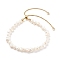 Natural Pearl Beaded Slider Bracelet for Women, Old Lace, Inner Diameter: 2-1/8~3-3/8 inch(5.4~8.5cm)