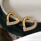 Brass Micro Pave Clear Cubic Zirconia Hoop Earrings for Women, Heart, Real 18K Gold Plated, 16x3.5x15.5mm